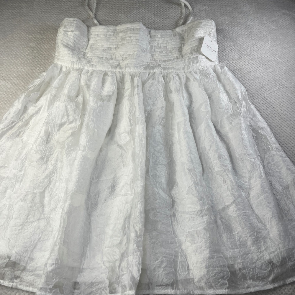 Altar'd State Juno Jacquard Mini Dress White Floral Smocked XL JUNOJAC-AS - Picture 2 of 12